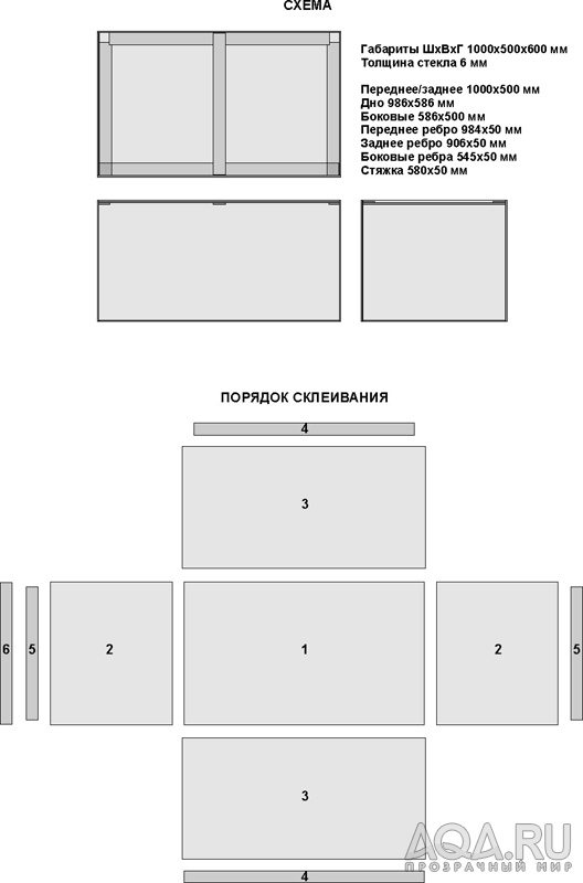 Схема склейки акваса на 300л
