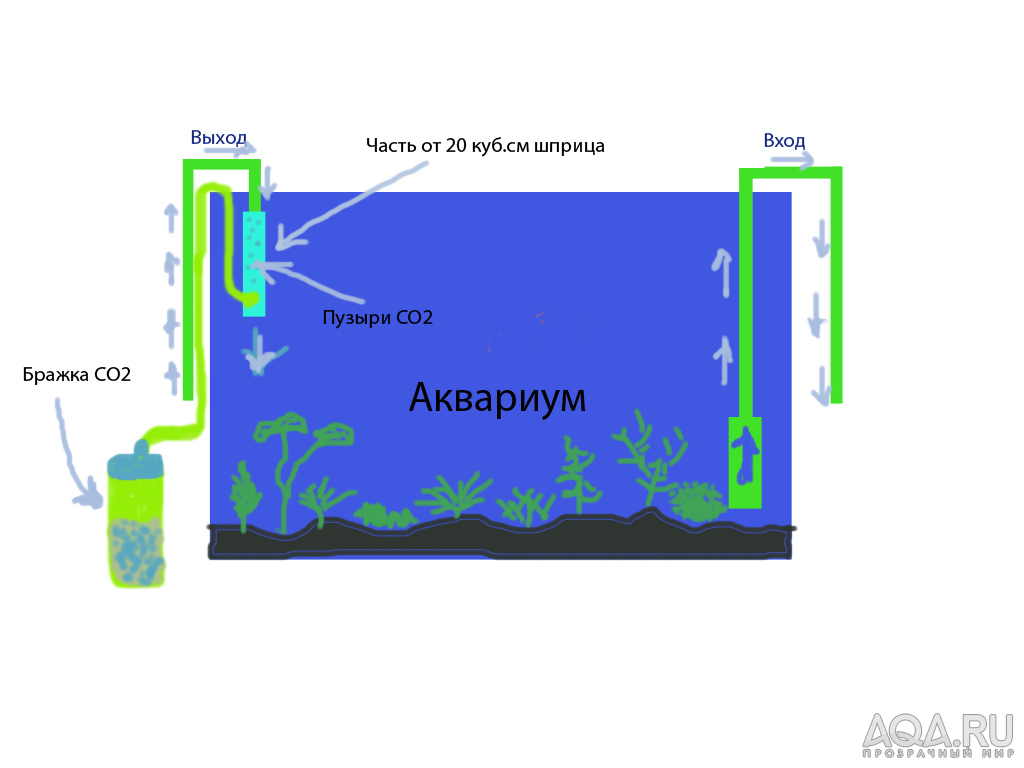 Схема растворения CO2